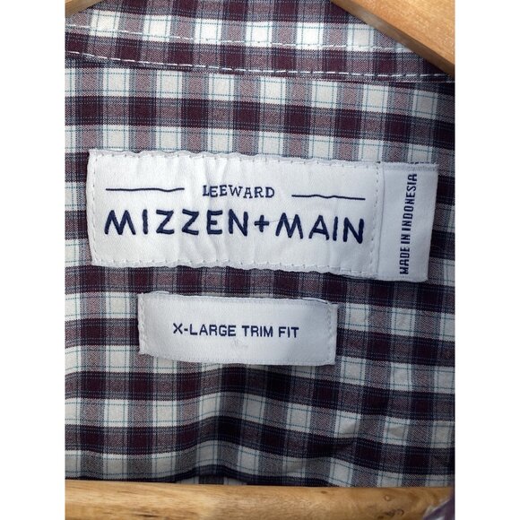 Mizzen + Main Leeward Button Down Shirt Men’s XL Trim Fit Purple Check Gingham - Picture 6 of 16